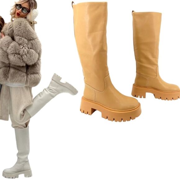 Call it spring NWT Maddi tall knee high camel color boots size 8.5 vegan leather - Picture 3 of 13